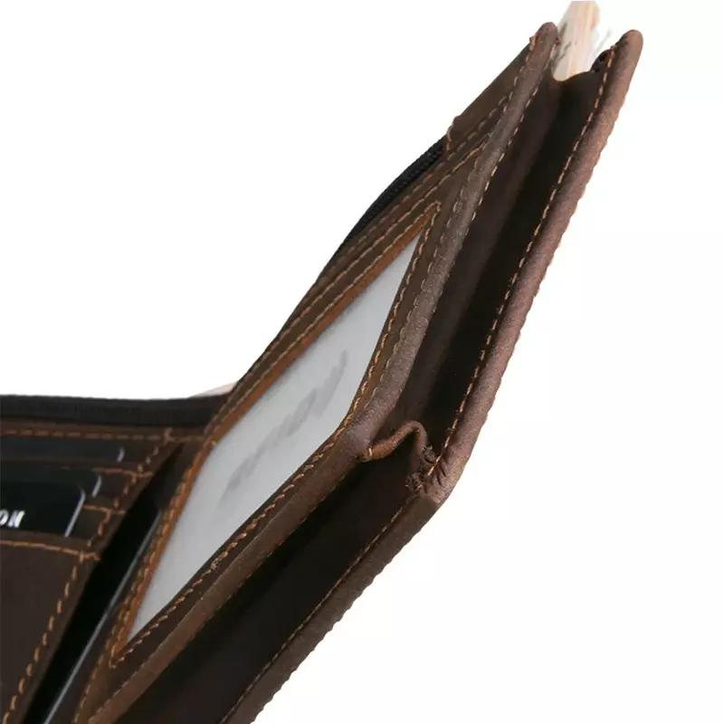 BV02ผู้ชายวินเทจกระเป๋าใส่เงินหนังแท้วัวทำด้วยมือแบบพับเป็นบิลกระเป๋าสตางค์ใบสั้น dompet koin