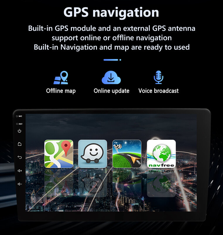 Eunavi-Radio Multimedia con GPS para coche, Radio con reproductor, Android, estéreo, 2 DIN, 7 pulgadas, para Toyota, Volkswagen, Hyundai, Kia, Nissan, Honda, Lada