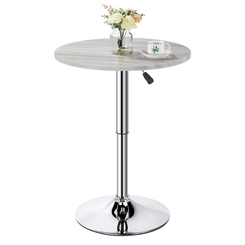 SmileMart-طاولة مستديرة قابلة للتعديل الارتفاع ، طاولة مقاومة للصدأ ، 360 درجة قطب ، يصلح للحانة ، مقهى ، شريط المنزل ، ومناسبة للاستخدام في الأماكن المغلقة والهواء الطلق