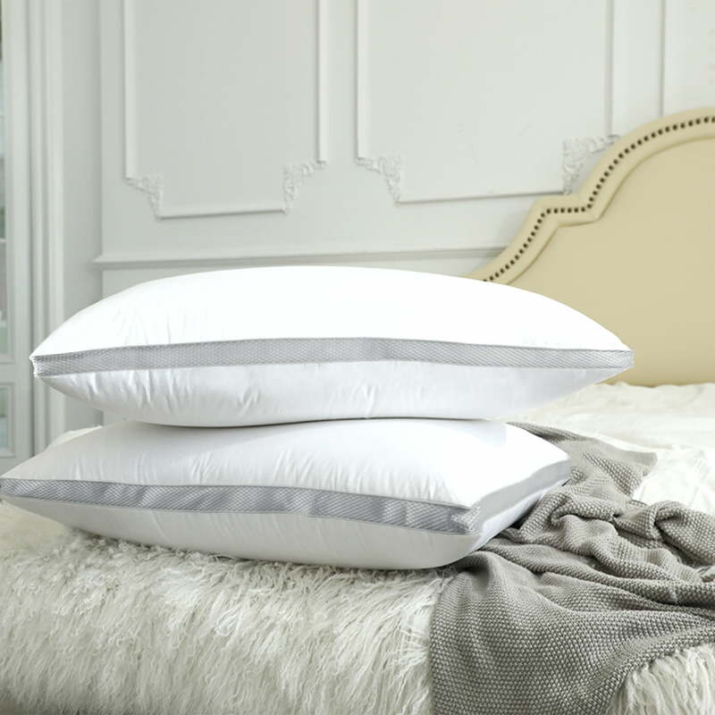 Down Alternative Bed Pillow with Cotton Cover and Gusset, 2 Pack, Queen, 20"x26"