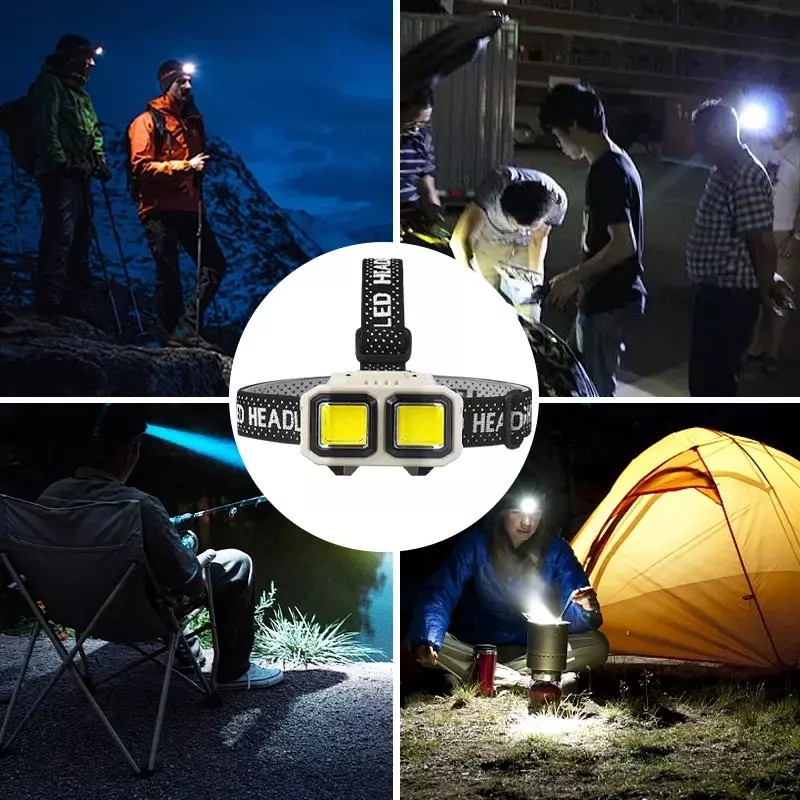Powerful LED Headlamp 4 Lighting Modes USB Rechargeable Head Flashlight Outdoor Super Bright Camping Fishing Emergency Headlight
