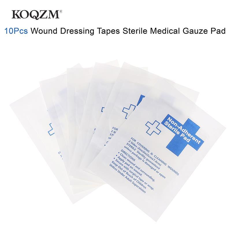 10 pezzi di garza impermeabile in cotone Pad Non aderente Kit di pronto soccorso nastri per medicazione per ferite tampone di garza medica Sterile