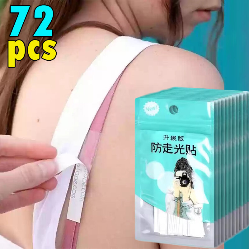 72 Stuks Transparante Doorzichtige Dubbelzijdige Tape Voor Kleding Jurk Lichaamshuid Anti-Belichting Zelfklevende Sticker Strips Bh Antislip Vast