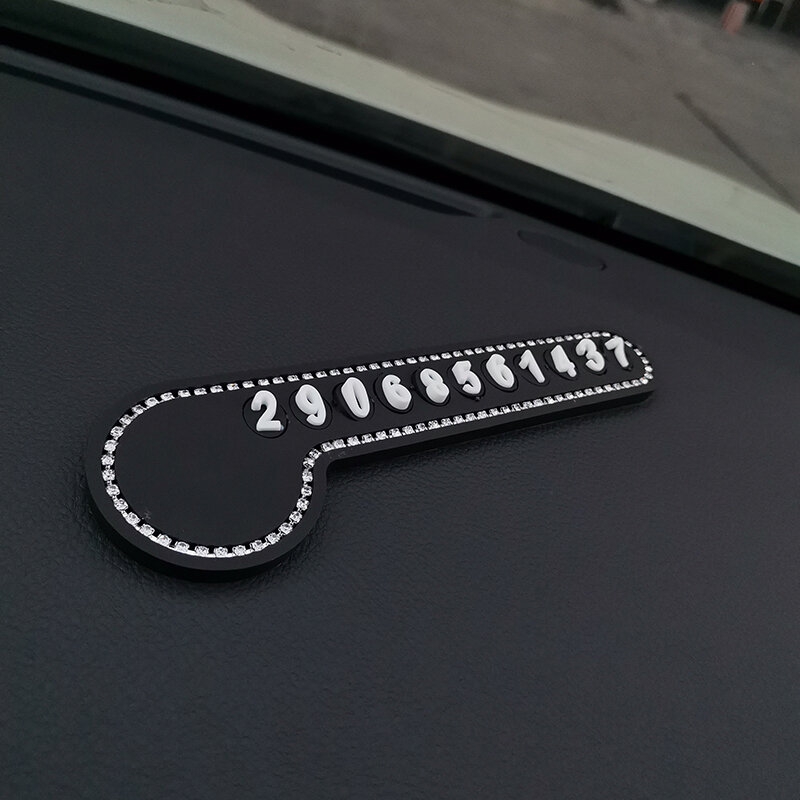 1 Pcs Luxury Car Phone Number Parking Card Dashboard Decoration With Crystal Diamond Interior  Accessories for BMW Lada Interior