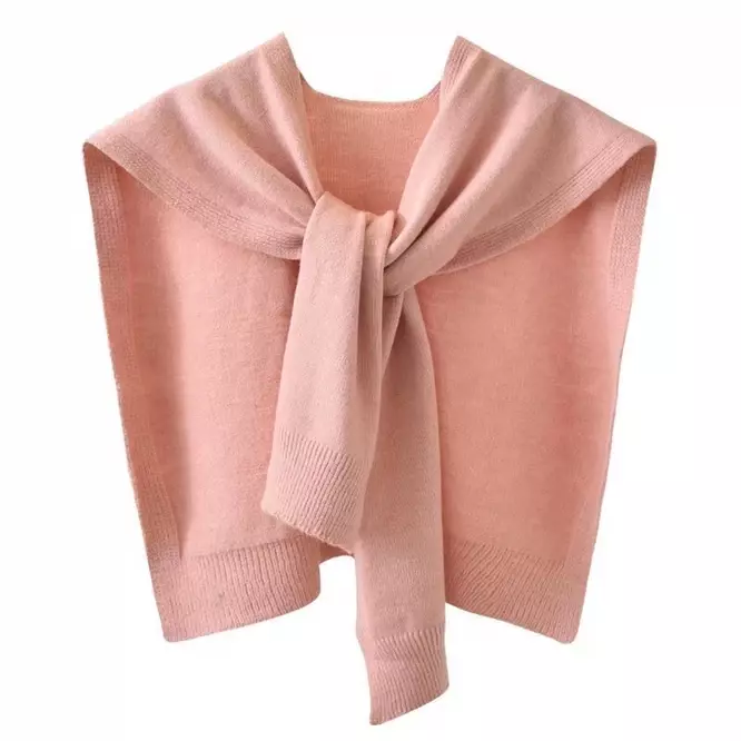 Spring Autumn Korean Knitted Shoulder Women's Knot Solid Color With Air Conditioning Small Shawl To Protect Neck Purple