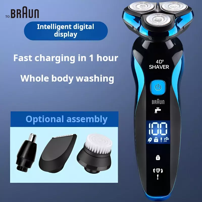 Braun-barbeador elétrico 5320s para homens, aparador de cabelo profissional, usb recarregável, 4d, original