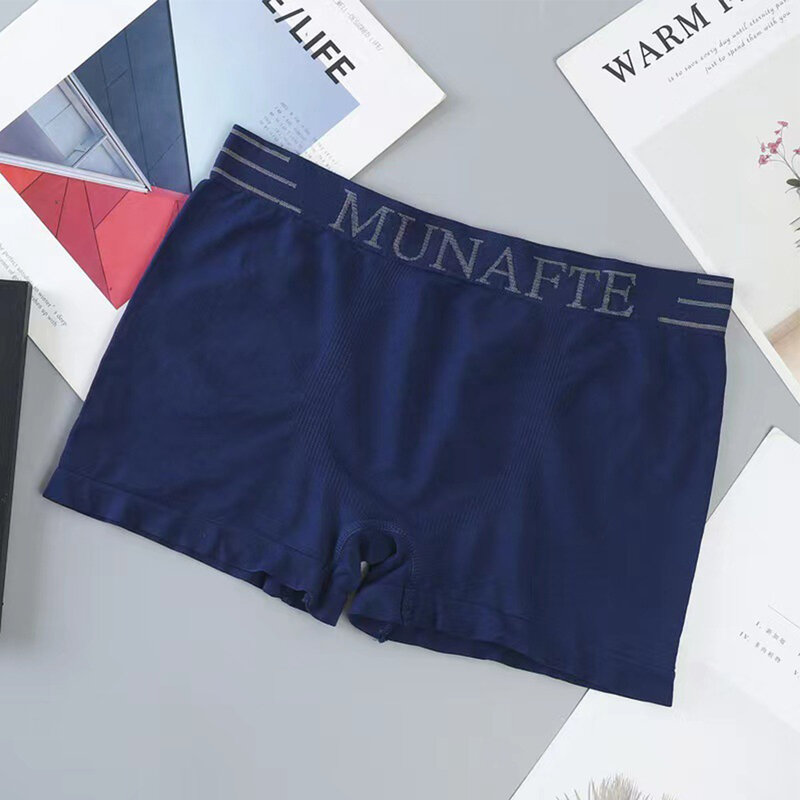 Celana dalam Boxer regang, celana dalam pinggang tengah pria dengan kain antilembap tersedia warna hitam/biru dongker/abu-abu/safir/putih