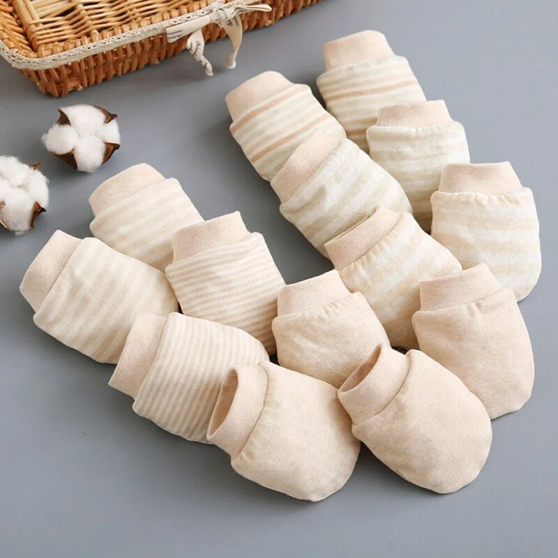 5 paia di guanti per neonati in cotone colorato Anti-afferrare guanti a coste per neonati antigraffio guanti per neonati traspiranti per bambini quattro