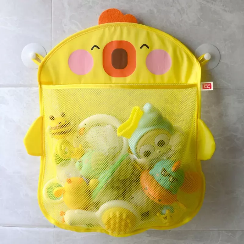 아기 목욕 장난감, 귀여운 오리 공룡 메쉬 그물 보관 가방, 강한 흡입 컵, 목욕 게임 가방, 어린이 욕실 정리함 물 장난감