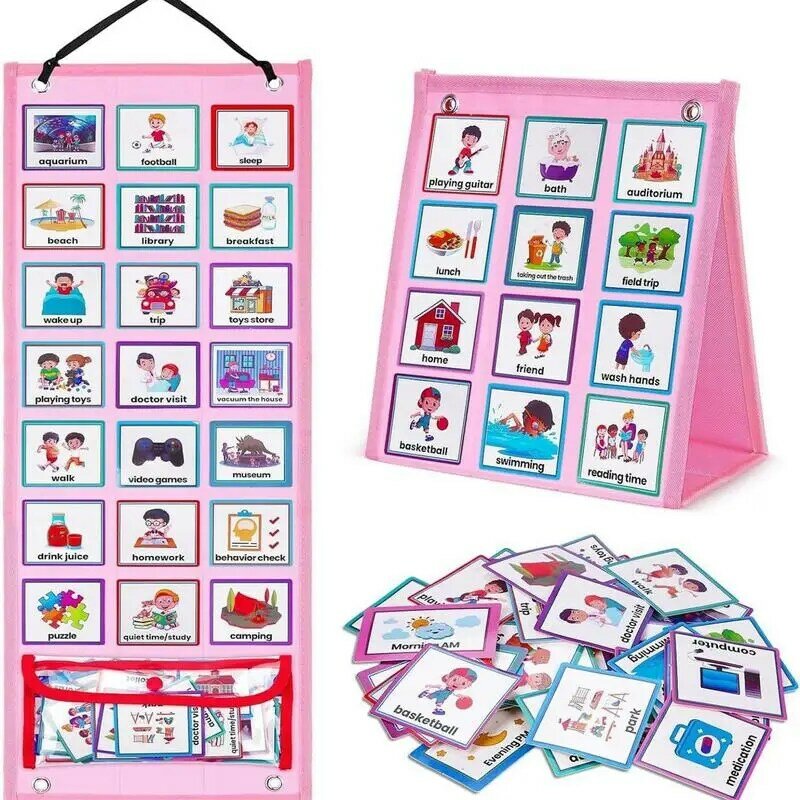 Nowy harmonogram wizualny dla dzieci z torba z pcv codziennymi rutynowymi kartami dobre nawyki treningowe dla malucha wodoodporna ściana do szkoły domowej