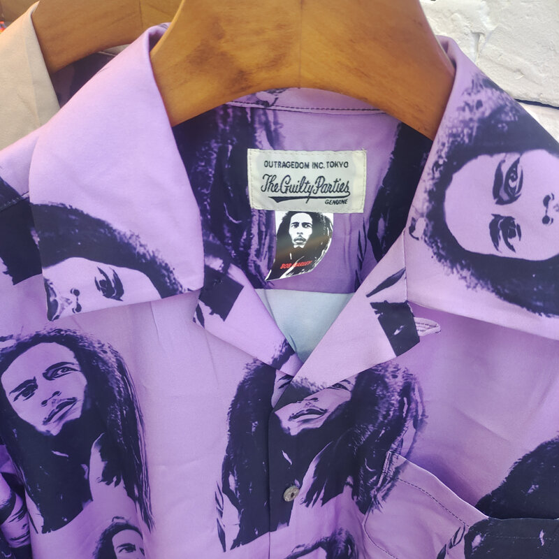 Langes Haar Mann Porträt druck Wacko Maria Shirt echte Fotos Männer Frauen hochwertige Freizeit hemd Kleidung Bluse