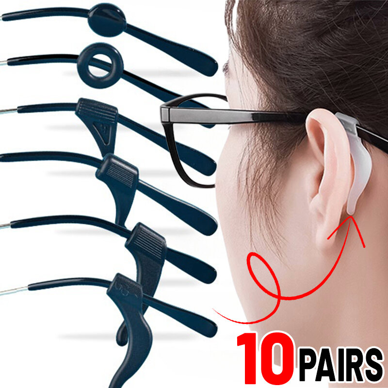 Gancho de ouvido para óculos, Silicone Grip, Temple Tip Holder, Acessórios Eyewear, Anti Slip, Spectacle Grip, 20pcs