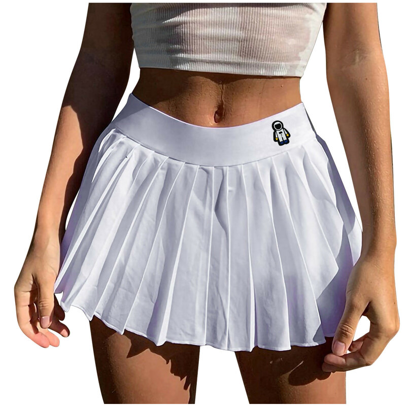 Minifaldas plisadas blancas para mujer, faldas cortas con cintura elástica, informales, sexys, bordadas con letras, 2024