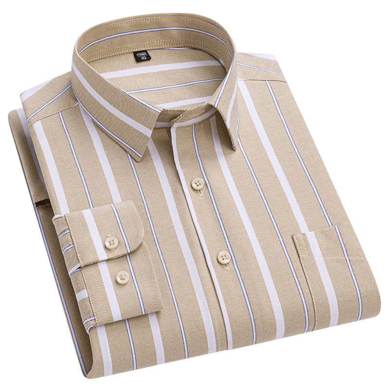 Large Size11XL100% Cotton Oxford Men's Shirt Long Sleeve Striped Plaid Regular Fit Casual Dress Shirt Soft Men's Shirt Clothing