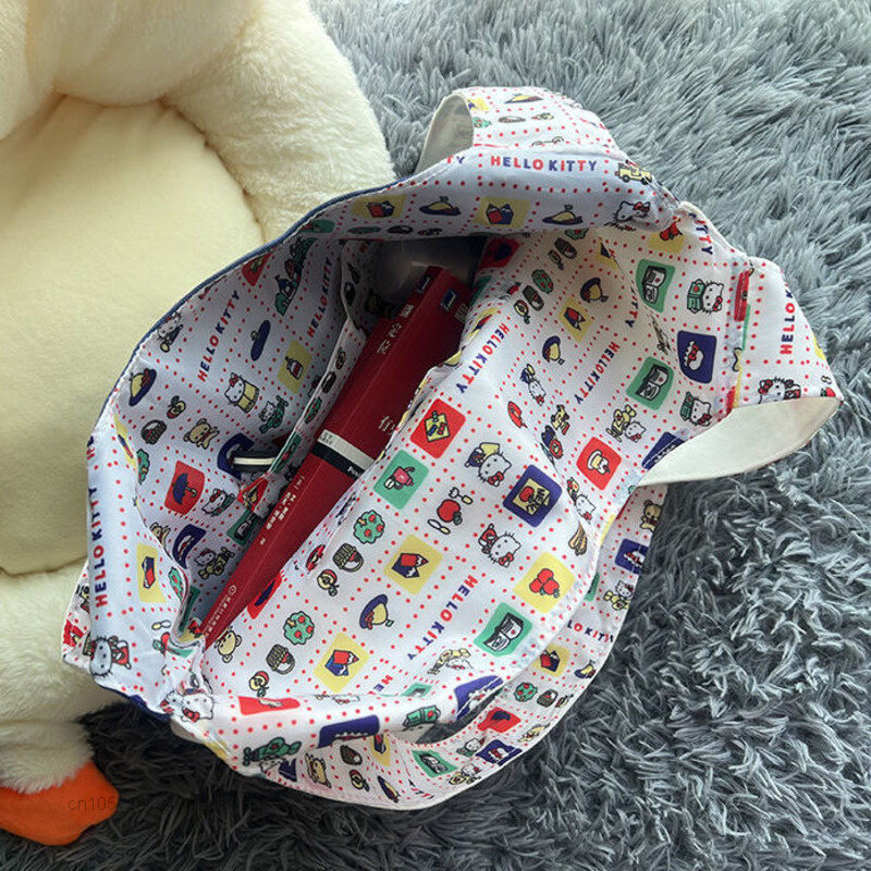 Sanrio Hello Kitty 2022ใหม่ผ้าใบกระเป๋าขนาดใหญ่ความจุกระเป๋าสะพาย Casual Tote Y2k หญิงกระเป๋าถือน่ารักกระเป๋า