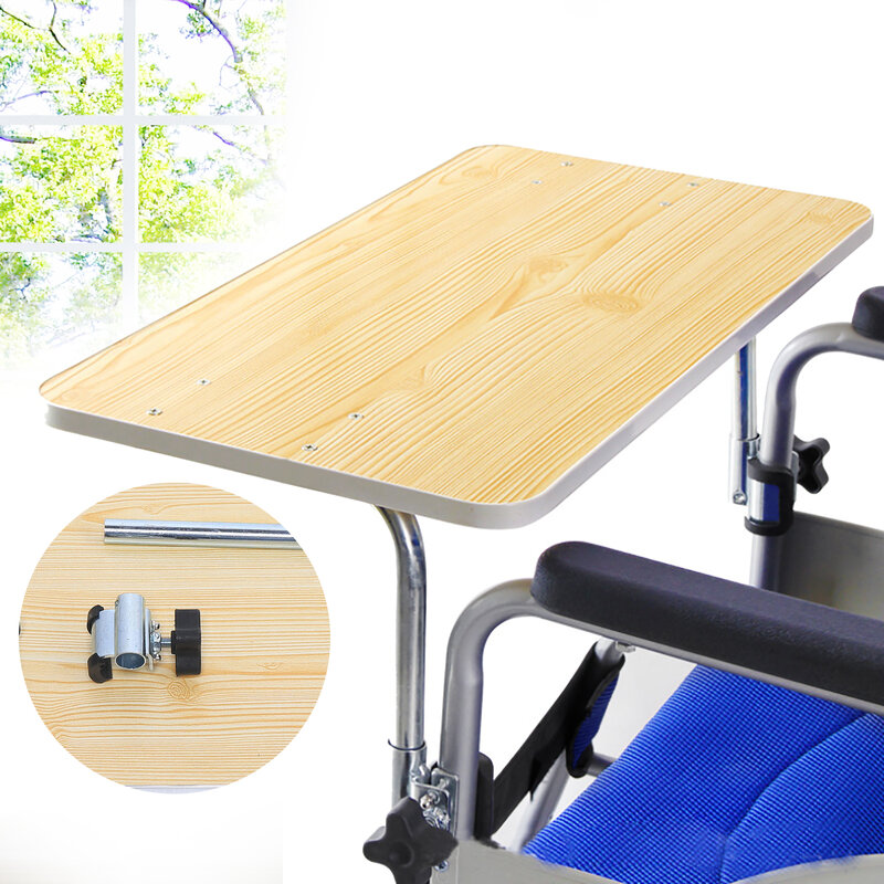 Table de fauteuil roulant en bois avec accessoires pour manger et lire, 57x30cm