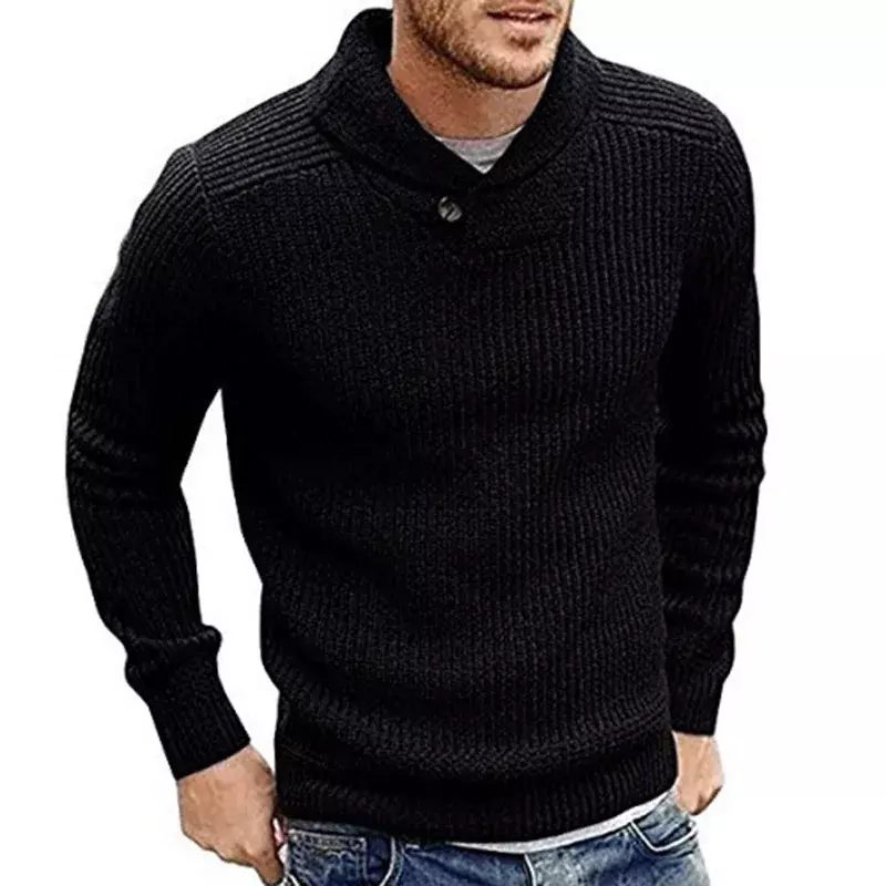 Suéter de malha com gola alta masculino, pulôver de manga longa, estilo coreano, slim fit masculino, suéteres de inverno