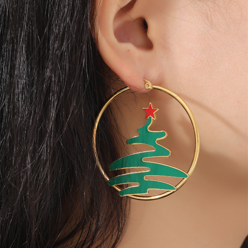 2022 Christmas High Level Light Luxury Christmas Tree Earrings Korean New Year Autumn and Winter earrings for women