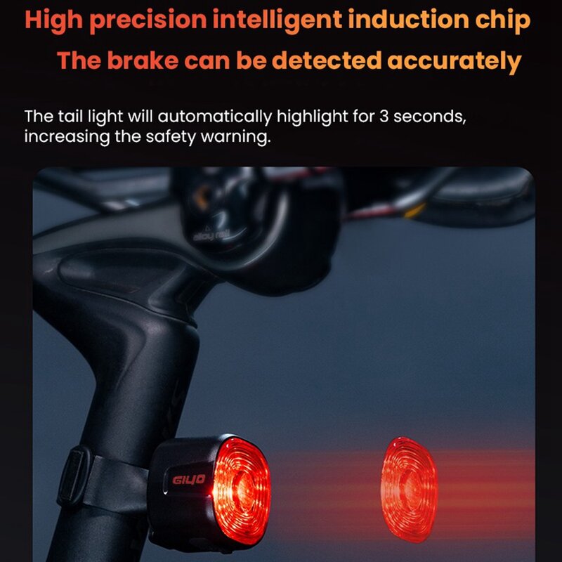 ไฟเบรกท้ายอัจฉริยะสำหรับจักรยานเสือภูเขาจักรยานเสือหมอบไฟหลังเบรครถยนต์ IPX6แบบชาร์จไฟได้กันน้ำ LED เตือนได้ใหม่