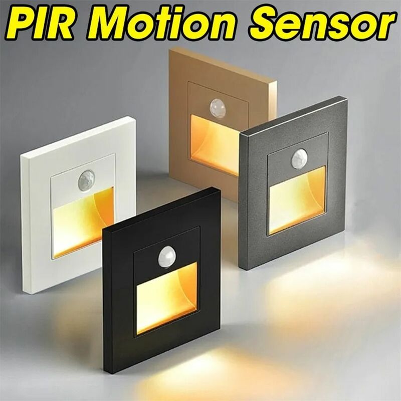 Sensore di movimento PIR lampada del sensore del corpo lampada da incasso quadrata professionale per scale luce notturna a LED a infrarossi corridoio corridoio