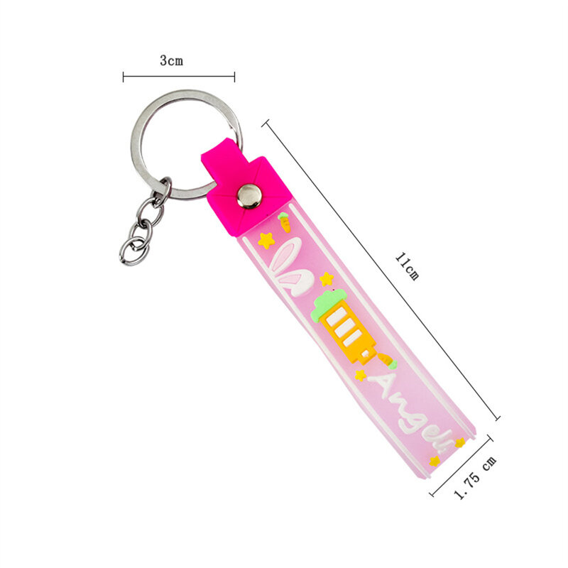 1Pc Rabbit Style Keychain Silicone Love Pink Doll Keychain Paired With Rope Wrist Strap Keychain Multi Color Cute Keychain