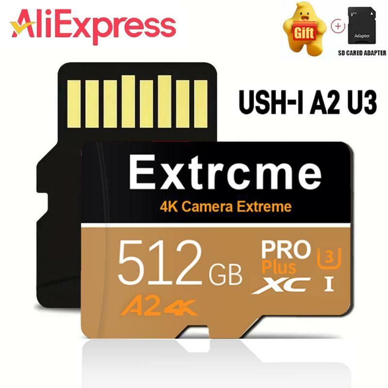 Kartu SD mikro TF, kartu Flash TF U3 A2 TF kartu memori SD kecepatan tinggi 128GB 256GB 32GB 64GB kartu SD untuk ponsel Xiaomi kamera meja PC