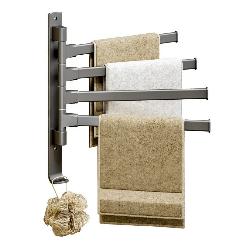 WEPICK Bathroom Towel Rack Rotatable Towel Holder Rotatable Space Aluminium 1/2/3/4/5 Towel Kitchen Shelf Hanger Wall Mounted