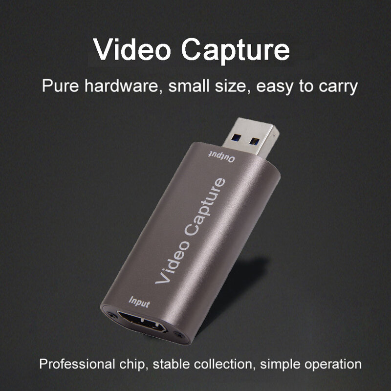 การ์ดจับภาพวิดีโอดิจิตอล3.0แบบ USB, การ์ดจับภาพวิดีโอรองรับ HDMI 4K กล่องสตรีมมิ่งสด PS4บันทึกเกมมือถือกล้องดีวีดี