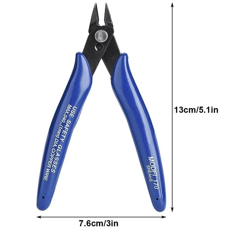 Cortador lateral diagonal para manualidades, herramienta dura para cortar cables, con alicates en rojo y azul, 170, 1 piezas