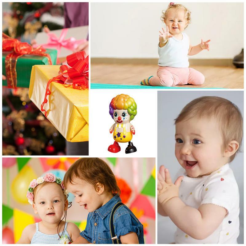 Mainan badut menari, mainan meja badut menyala, musik sirkus, badut untuk stoking Natal promosi kecerdasan Montessori
