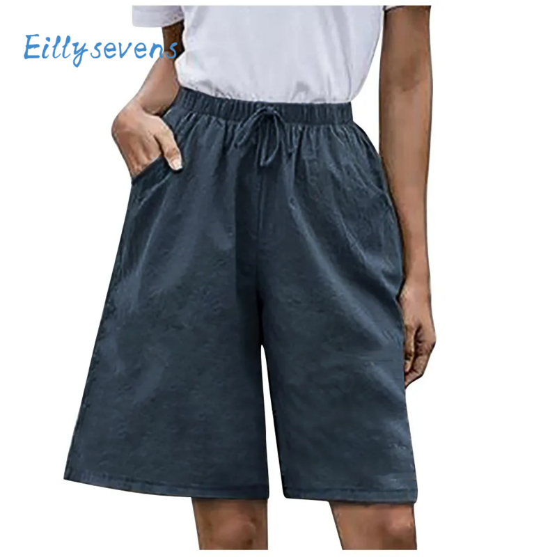 Plus Size damskie spodnie letnie casual luźne solidny kolor spodnie z kieszeniami ściągane elastyczna talia Cargo stylowe spodnie Streetwear