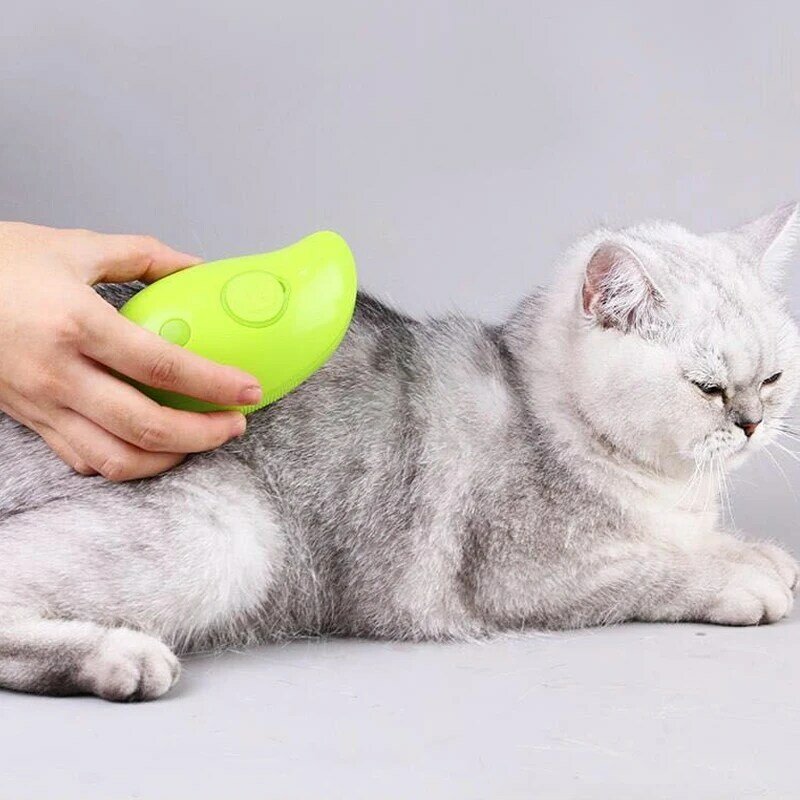 Szczotka parowa dla kotków zwierząt domowych grzebień elektryczny Spray wodny z miękkim silikonem do depilacji akcesoria fryzjerskie szczotka do sierści dla psa do kąpieli