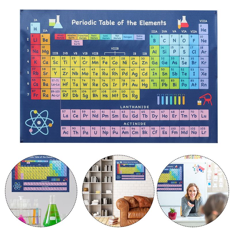 Química Tabela Periódica de Química Posters, Laminado Aprendizagem Silk Cloth, Aula Elements, Criança