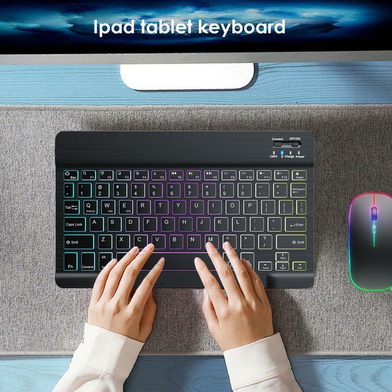 Беспроводная клавиатура для планшета, 10-дюймовая беспроводная клавиатура с поддержкой Bluetooth, ультратонкая цветная клавиатура для ПК и планшета