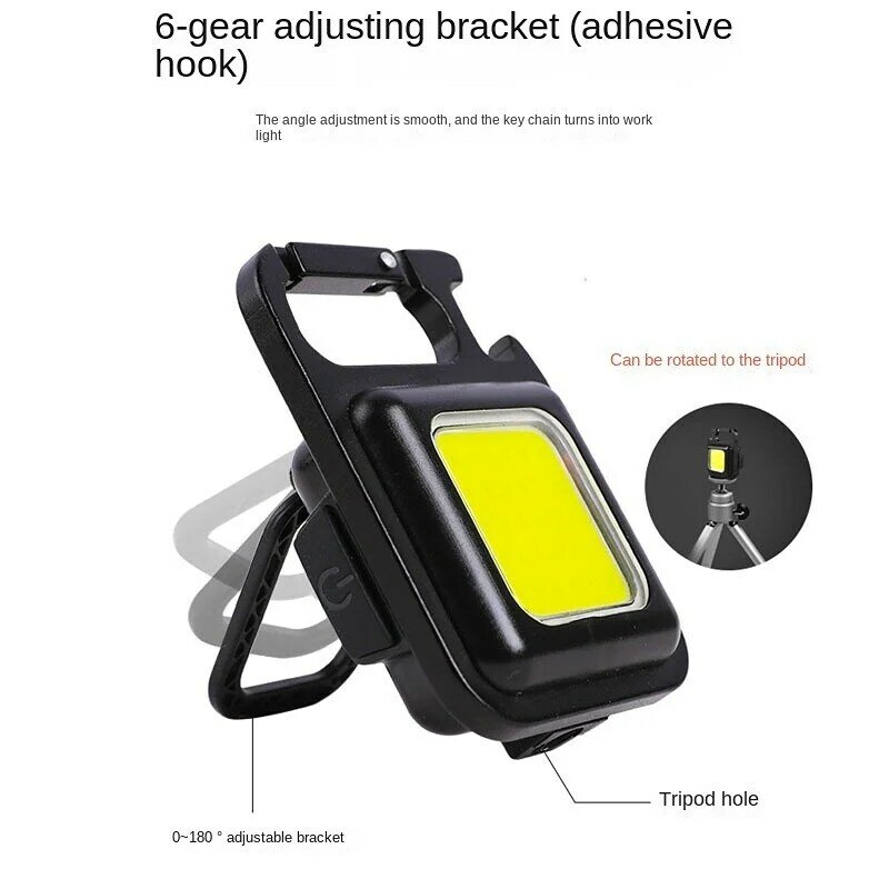 Mini LED Keychain Light Mutifuction Portable USB Rechargeable Pocket Work Light with Corkscrew Outdoor Camping Fishing Climbing