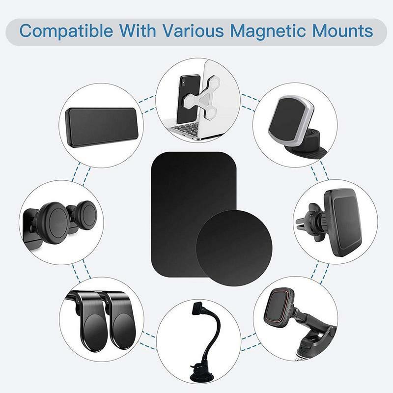 Plaque de métal de montage avec adhésif pour support de voiture magnétique, kit de plaque métallique de remplacement, support de téléphone portable magnétique, 2 pièces