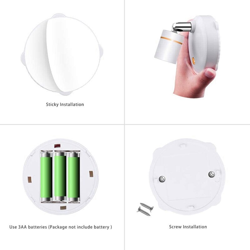 Faretti Wireless luci di accento a batteria faretto a LED dimmerabile per interni ovunque applique da parete girevole (confezione da 4)