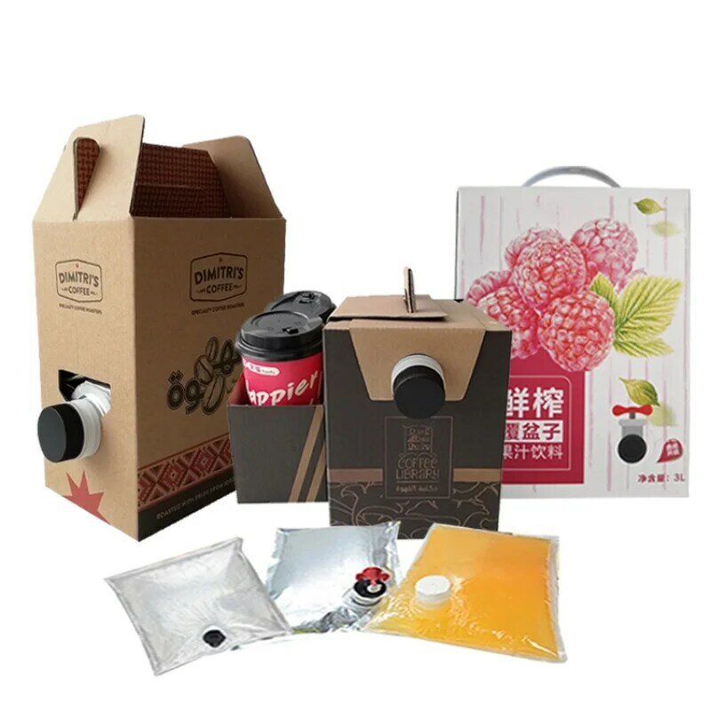 Kunden spezifisches Produkt1l 2l 1,5l 3l 3 Gallonen zum Mitnehmen Getränke Einweg kaffee box Plastiktüte in Box Spender