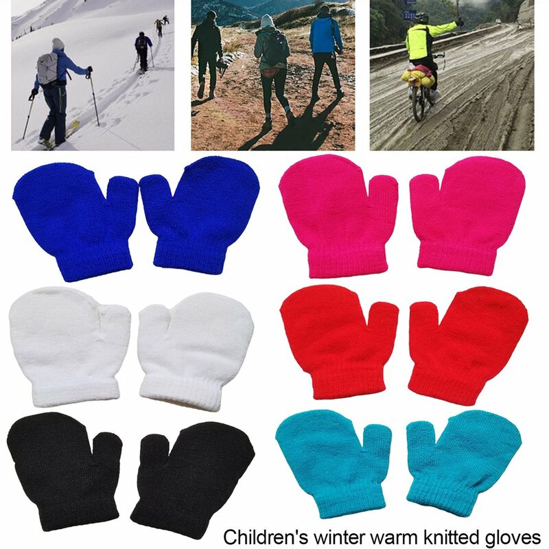 Sarung tangan penghangat anak lelaki perempuan, sarung tangan hangat hangat warna polos musim dingin anak laki-laki perempuan