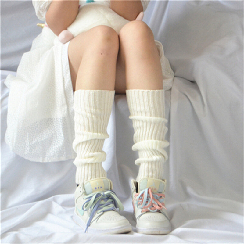 Calentadores de piernas de Color caramelo para mujer, cubierta de pie de punto coreano, calcetín de tubo largo elástico elegante de Color sólido para Otoño e Invierno