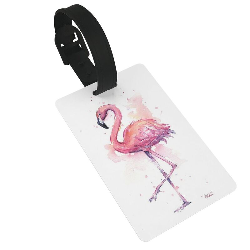 Ярлыки для багажа с фламинго, акварелью, тропическими птицами