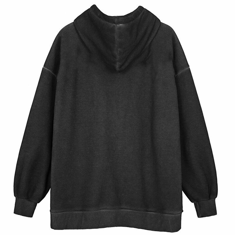Hip Hop Streetwear Hoodie Angel Print Jacket Harajuku Cotton Fleece Jacket Hanban Jacket Oversized Zip Sweatshirt Y2K Clothing