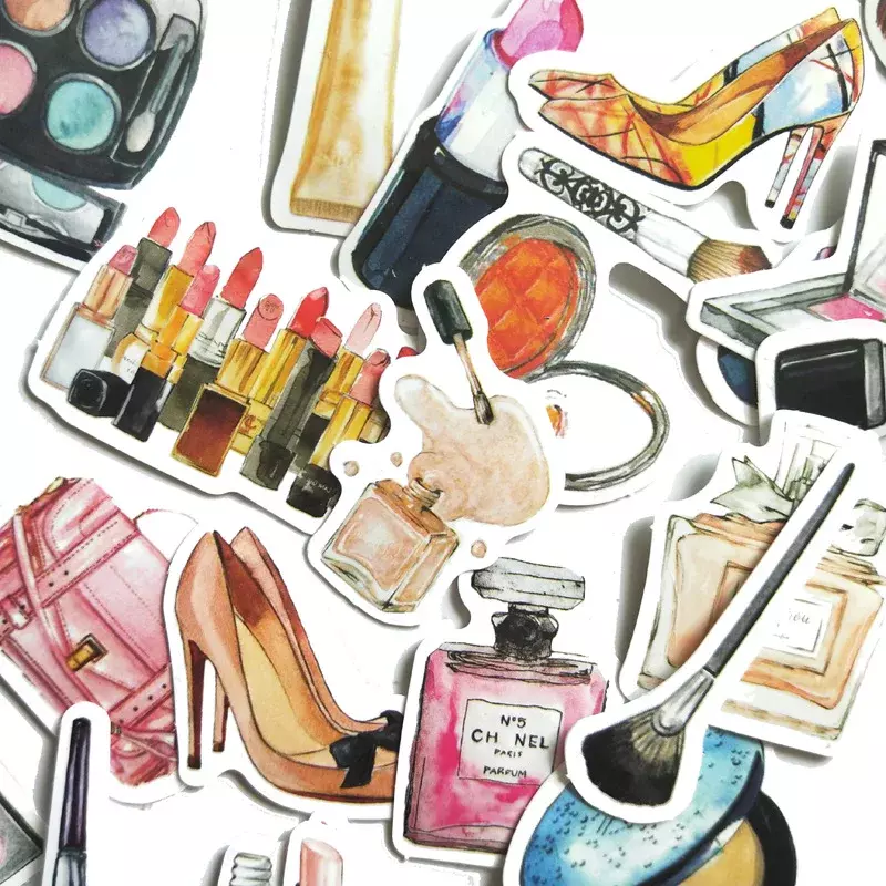10/30/45pcs Hand Drawing Watercolor beauty Cosmetics Sticker Lipstick decoration Notebook Planner Scrapbooking/DIY stickers