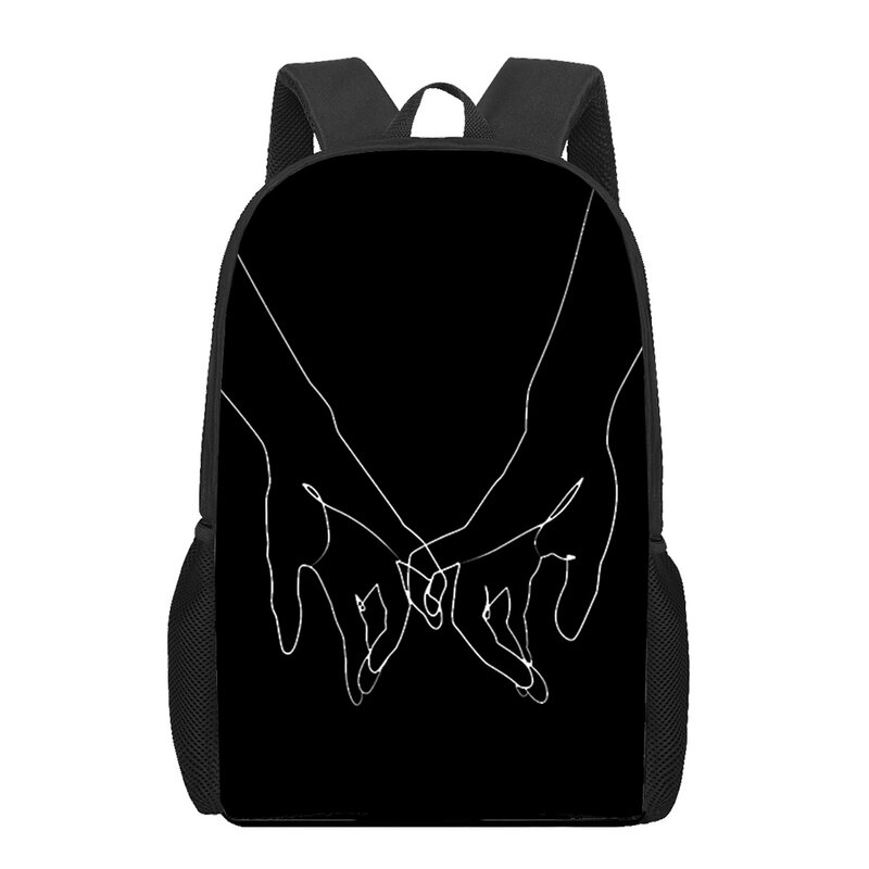 Black White Art Line Art Girl 3D Printed Book Bag Men 16 Inch Backpack for Teen Girls Boys Kindergarten Backpacks School Bags