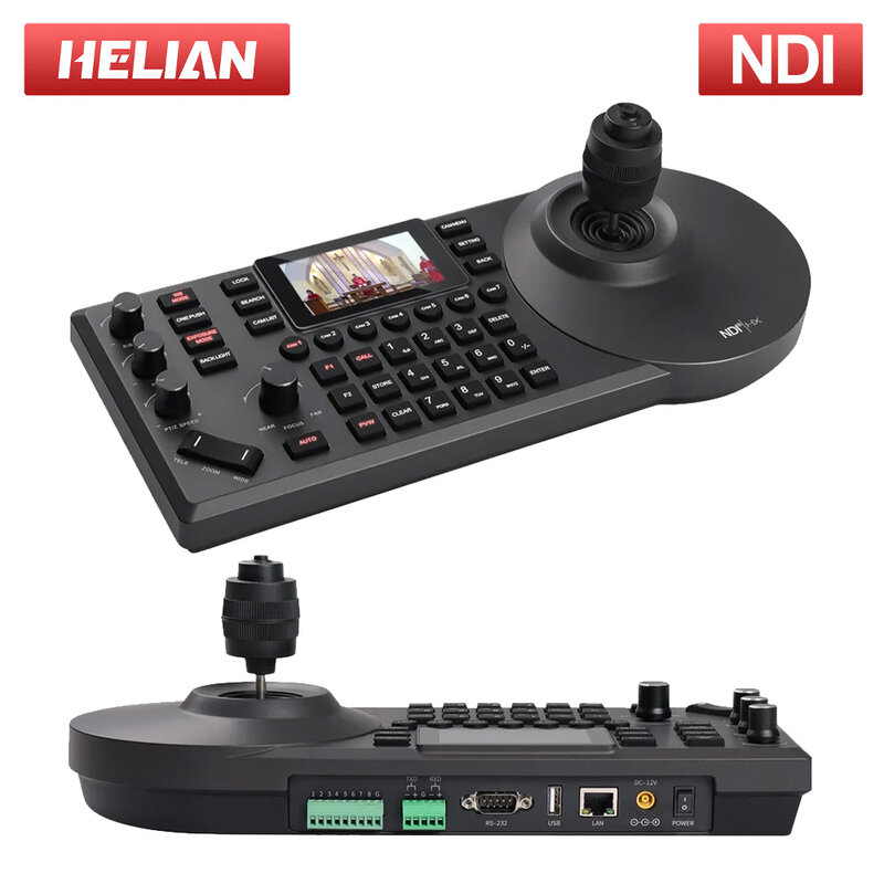 PTZ Controller PoE NDI Camera Controller IP PTZ Camera Controller Keyboard with 4D Joystick for Church Conference Live Streaming