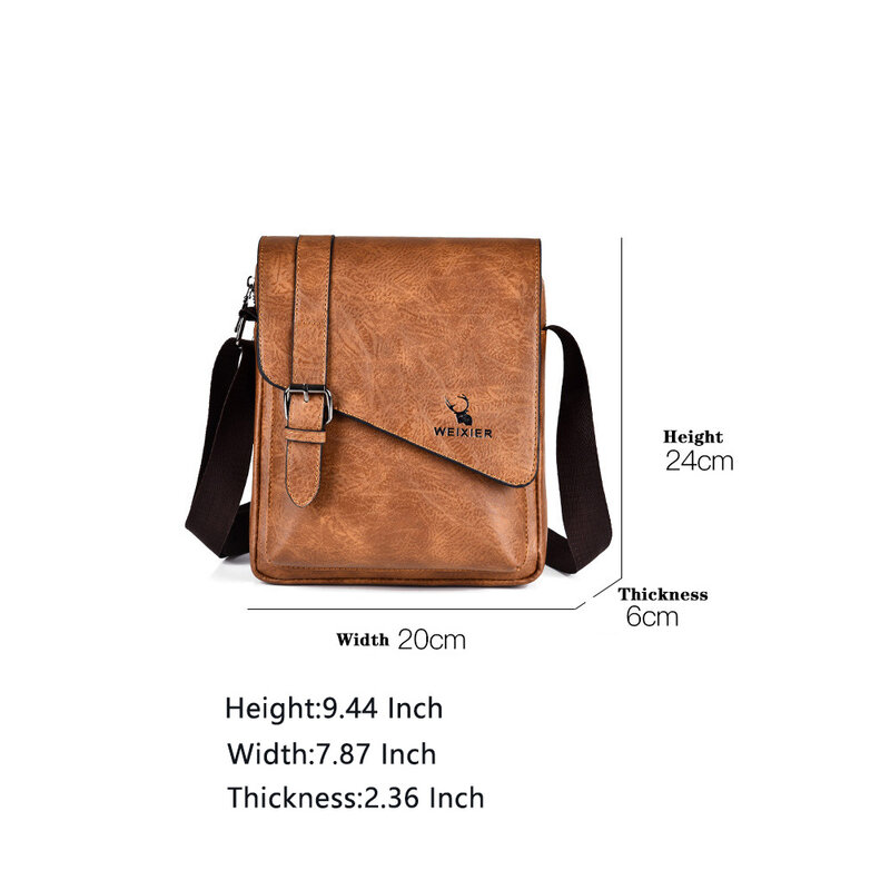 Men's Retro Business Shoulder Bag New Fashionable Brand Name PU Leather Retro Handbag Versatile Travel Crossbody Bag Tote Bag
