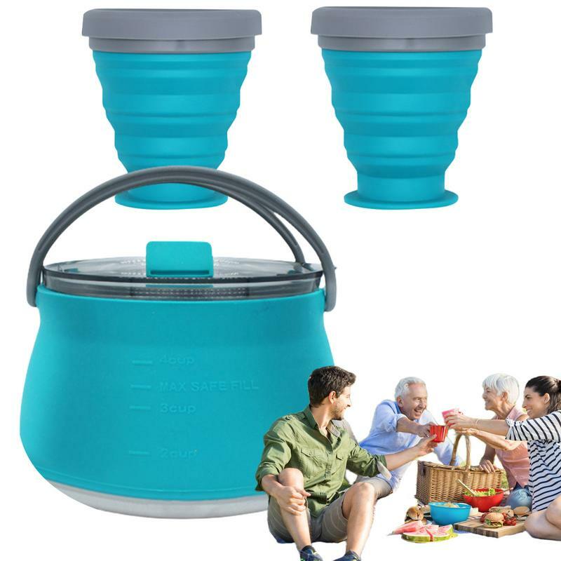 Foldable Kettle Travel Silicone Outdoor Water Tea Kettle Boiling Water Pot Portable Hot Water Kettle For Camping Hiking Fishing