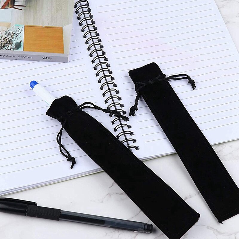 300 Stück Samt Stift beutel schwarz Kordel zug Tasche Einzels tift halter Verpackungs hülle für Schul büro Geschäfts geschenk