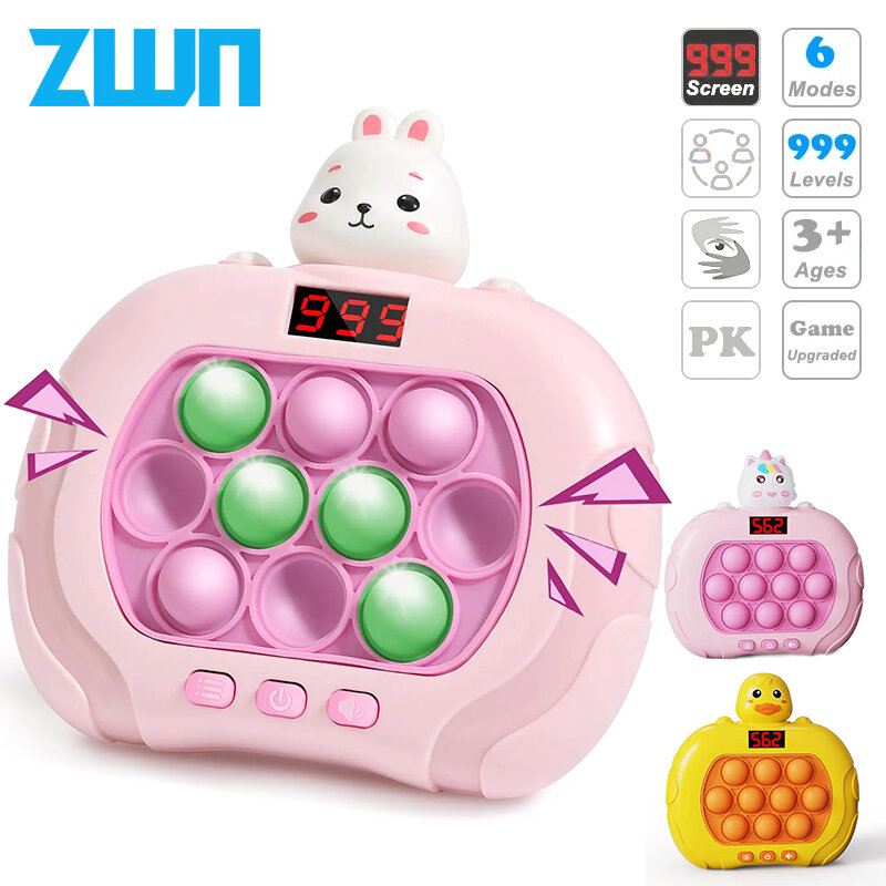 Máquina de jogo eletrônica Pop Bubble para crianças, Quick Push Bubbles Game Cartoon Squeezing Brinquedos Anti Stress Sensorial Bubble Toy Presentes, nível 999