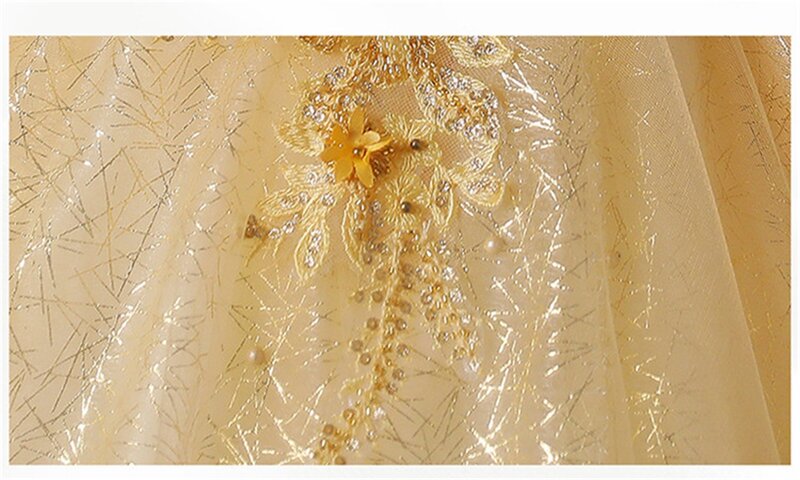 Gaun Prom Gaun Bola Payet Glitter Gaun Malam Manik-manik Applique Bunga 3D Ruffle Jubah Homecoming Lengan Pendek Gaun Pengantin